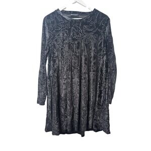 Basically Me Velvet Burnout‎ Mini Dress Womens Medium Black Whimsigoth